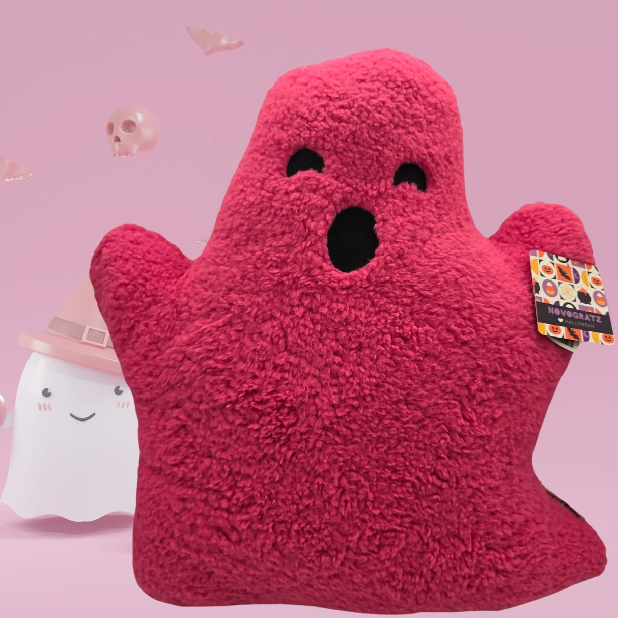 Hot Pink Sherpa Ghost Throw Pillow