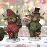 Pre-Order 8.2"H Resin Holiday Highland Cow Set w/Bells Sign 2795160