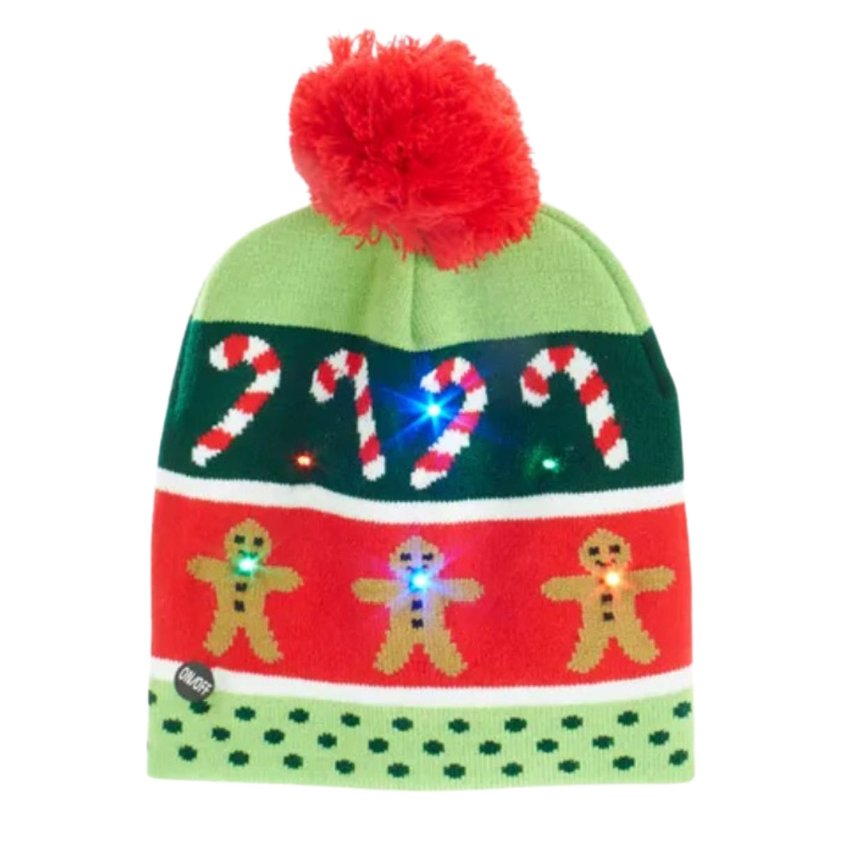 Childs Novelty Battery-Operated LED Christmas Hat Gingerbread Lights Snowman CC5548
