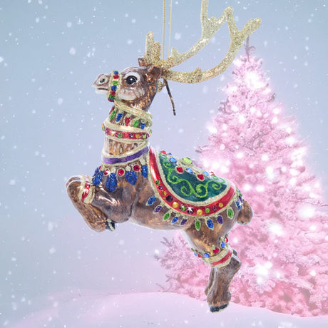 Dasher Reindeer Glass Ornament SDH2117-250