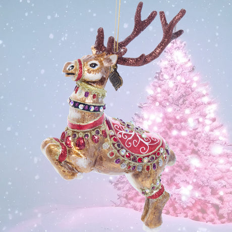 Dancer Reindeer Glass Ornament SDH2117-222