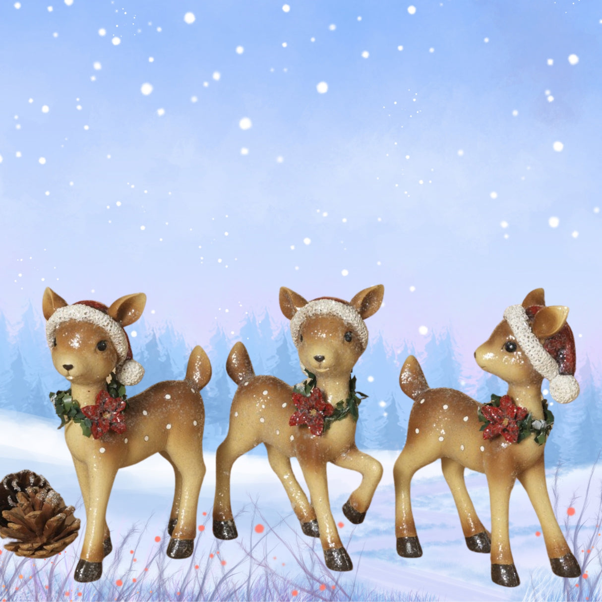 PRE-ORDER Gerson 8"H Resin Holiday Deer Figurine Set 2534730