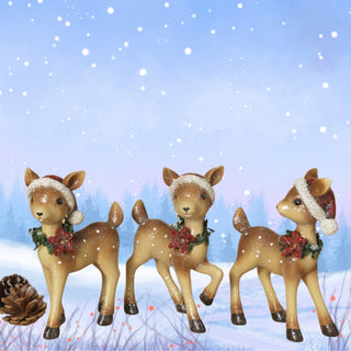 PRE-ORDER Gerson 8"H Resin Holiday Deer Figurine Set 2534730