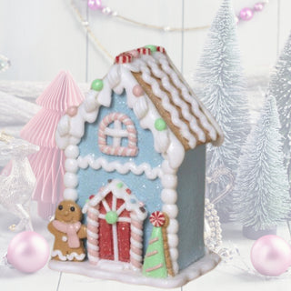 Pre-Order Gerson  5" Pastel Christmas Gingerbread House 2806470