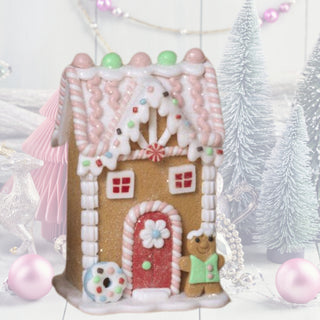 Pre-Order Gerson  5" Pastel Christmas Gingerbread House 2806470