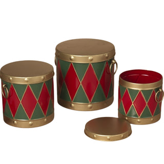Pre-Order Gerson Nesting Metal Holiday Decorative Drums set of 3 2801430