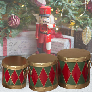 Pre-Order Gerson Nesting Metal Holiday Decorative Drums set of 3 2801430
