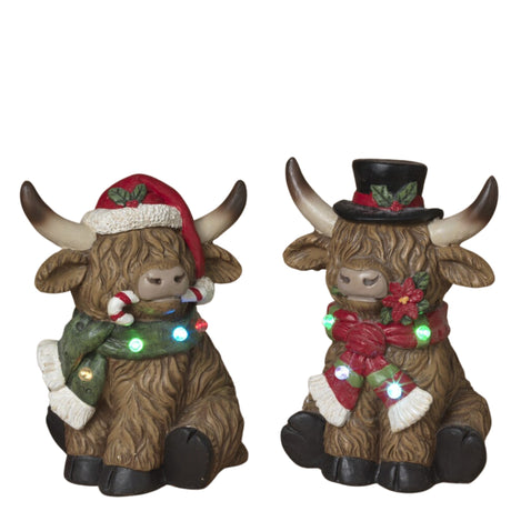 Pre-Order 14" Christmas Holiday Light up Highland Cow w/ Timer 2794990