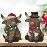 Pre-Order 14" Christmas Holiday Light up Highland Cow w/ Timer 2794990