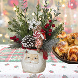 Pre-Order Gerson 13" Holiday Pine & Berry Arrangement in Ceramic Snowman & Santa Pot Set 2742210