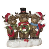 Pre-Order 8"L Lighted Resin Holiday Highland Cows Holding "JOY" w/ Timer 2795230
