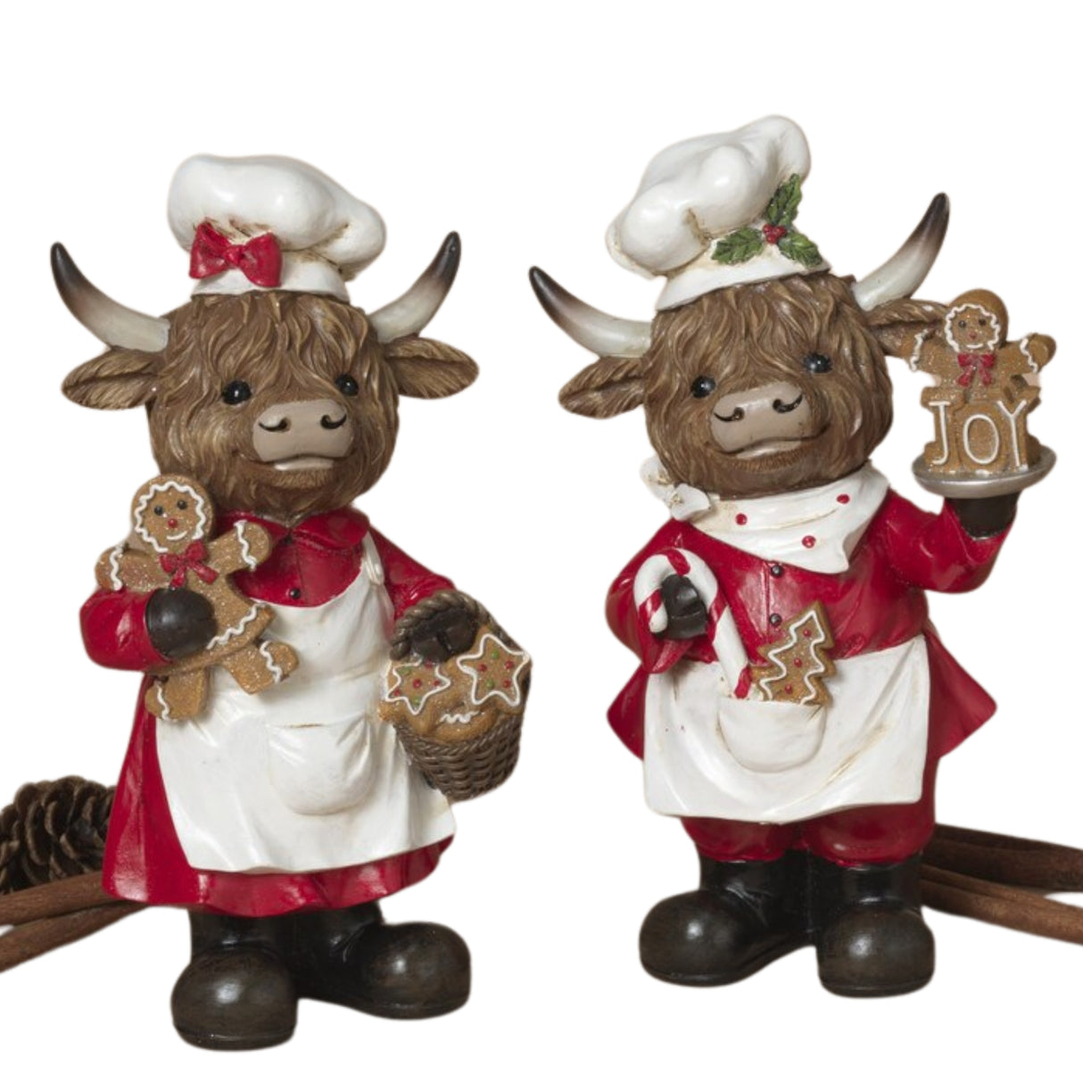 Pre-Order 8.6"H Resin Holiday Highland Cow Gingerbread Chef Set 2795360