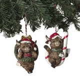 Pre-Order 3.7"H Resin Holiday Highland Cow Ornament Set 2795140