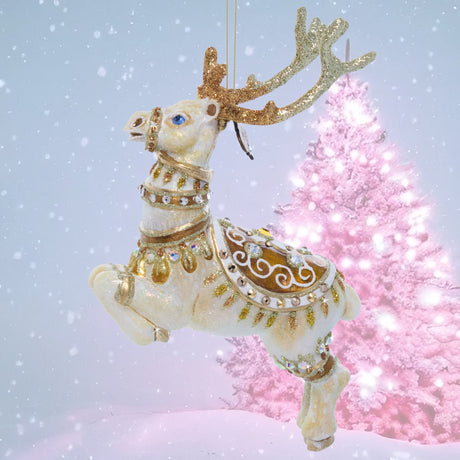 Blitzen Reindeer Glass Ornament SDH20106-250