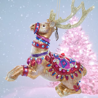 Leader of the Pack Reindeer Glass Ornament SDH20075-250