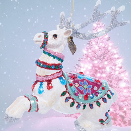 Cupid Reindeer Glass Ornament SDH20028-250