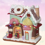 Pre-Order Gerson 8.86" Lighted Musical Donut Shop House  2807970