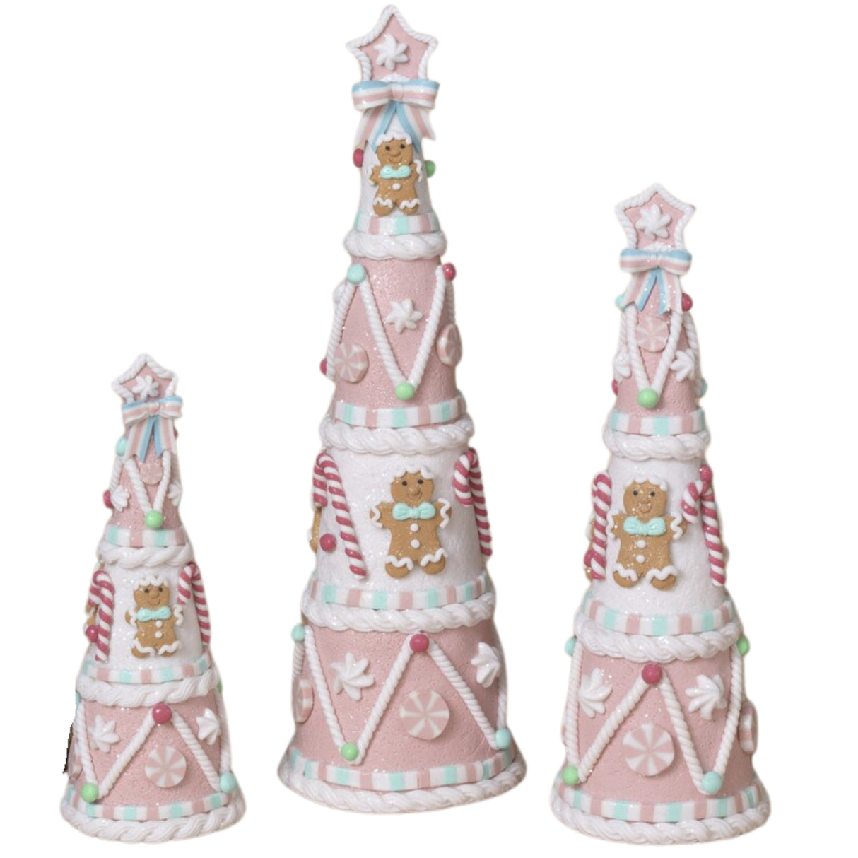 Pre-Order Gerson 15" Pink Christmas Gingerbread Tree Set of 3 2806440