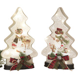 PRE-ORDER Gerson 12.6" Lighted Frosted Glass Snowman Tree w/ Floral & Timer 2790410