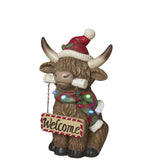 Pre-Order 13.3"H Lighted Magnesium Holiday Highland Cow w/ Timer 2794860