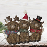 Pre-Order 6.6"L Resin Holiday Christmas Reindeer Highland Cows Figurine 2795040