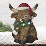 Pre-Order 14" Christmas Holiday Light up Highland Cow w/ Timer 2794990