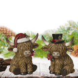 Pre-Order 4.33" Resin Christmas Highland Cow Peppermint Candy Flower Set 2737210