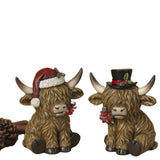 Pre-Order 4.33" Resin Christmas Highland Cow Peppermint Candy Flower Set 2737210