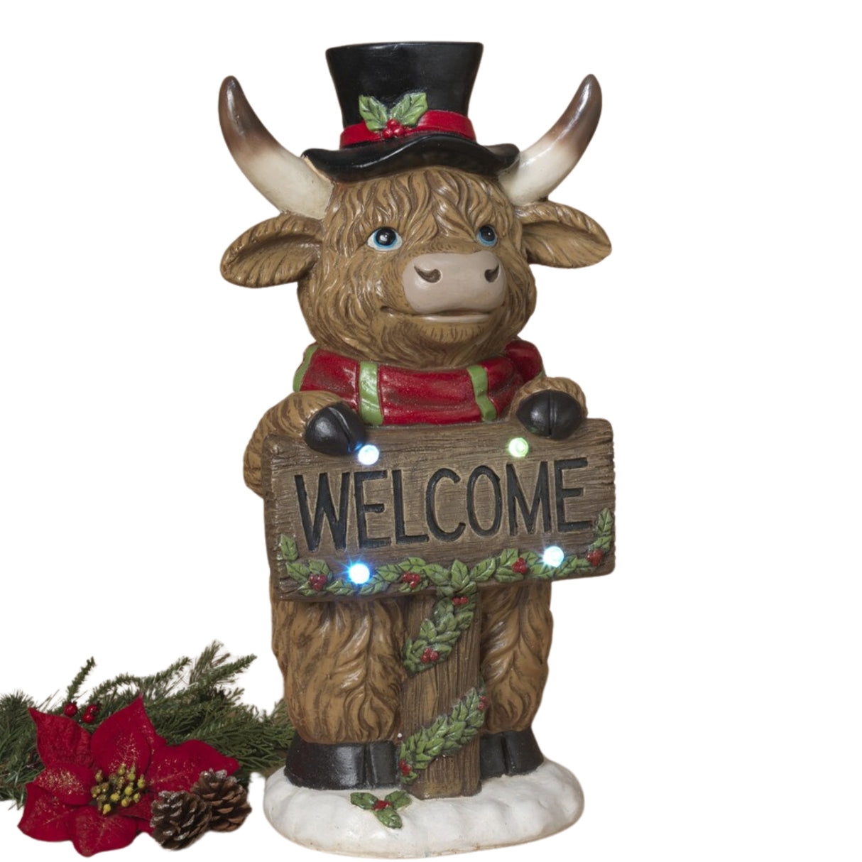 Pre-Order 25"H Lighted Christmas Welcome Highland Cow w/ Timer 2794880