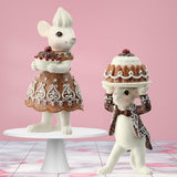 4" Gingerbread Mice Mouse Holding Cake Figurine 2 Assorted