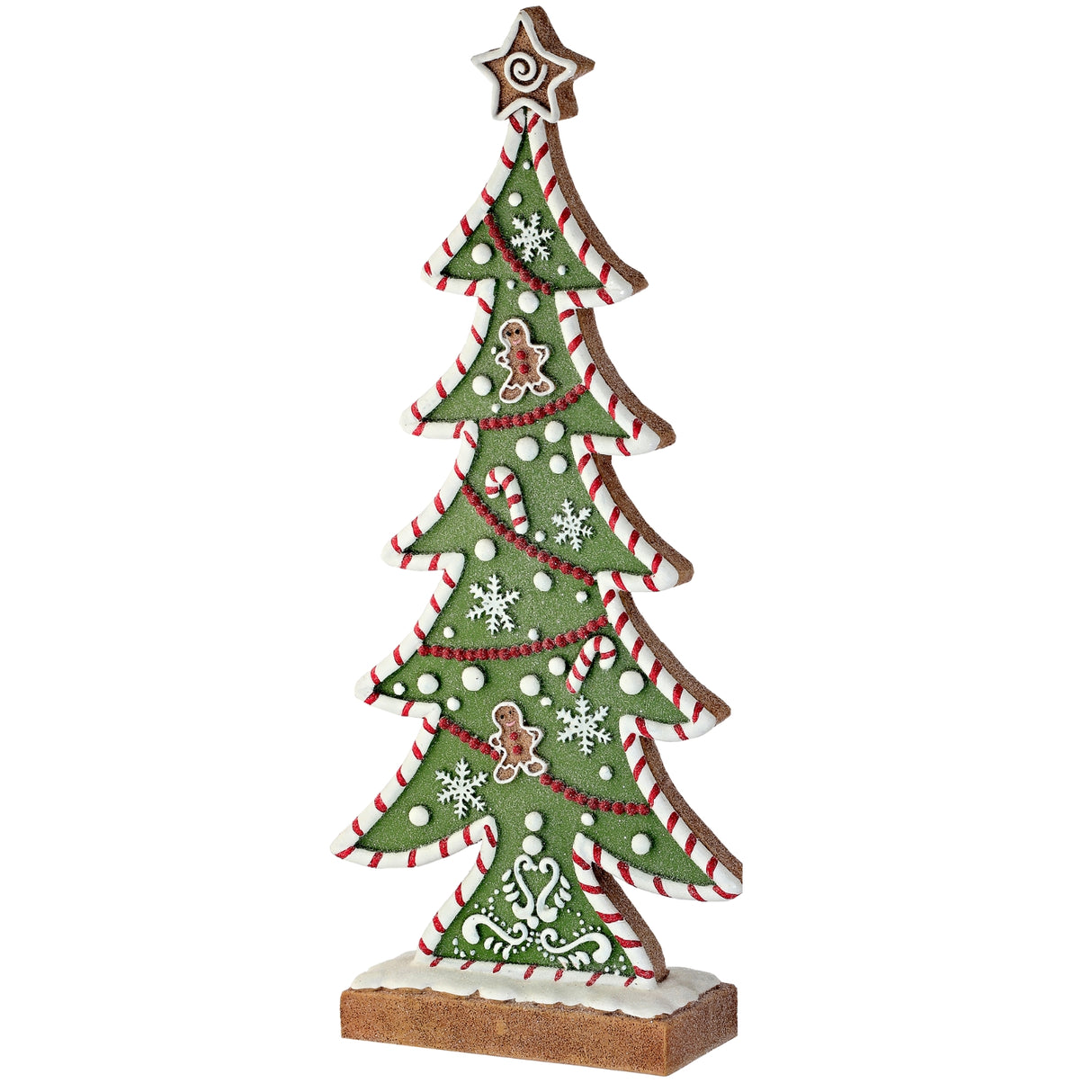 15" Green Resin Candy Frosted Gingerbread Tree