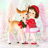 7" Christmas Deer with Child Figurine