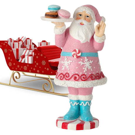 Regency 9" Resin Santa with Sweet Macaroon Cookies Table Piece