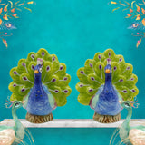 Blue Peacock Salt And Pepper Shaker Set