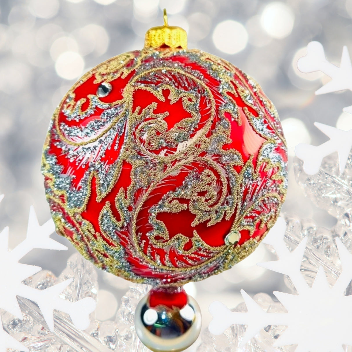 5" Ruby Tapestry Ornament by HeARTfully Yours - Option 3