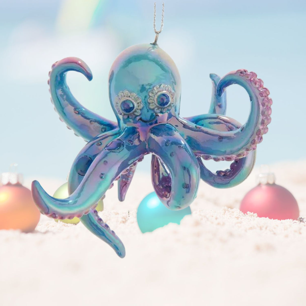 Blue Purple Colorful iridescent Octopus Ornament