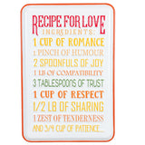 RECIPE FOR LOVE Colorful Metal Sign