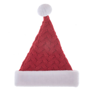 15" Red & White Cable Knit Santa Hat TS0322