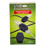 6' USB Power Extension Cord+ With Black Wire and 6 Ports