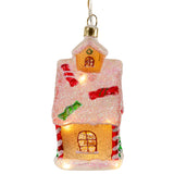 Kurt Adler 5" Glass USB Warm White LED Gingerbread House Ornament