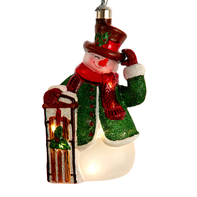 Illuminated Gems USB LED Lighted Snowman with Sled Ornament