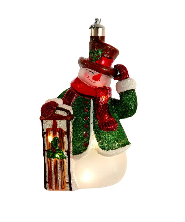 Illuminated Gems USB LED Lighted Snowman with Sled Ornament 5"