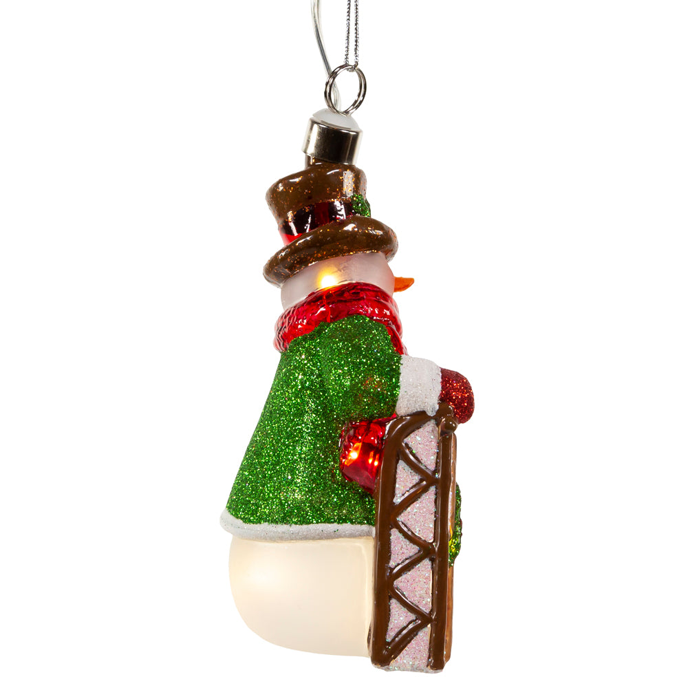 Illuminated Gems USB LED Lighted Snowman with Sled Ornament