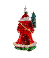 Glass USB Warm White LED Santa With Christmas Tree Ornament