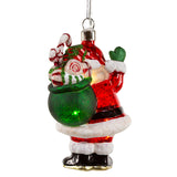 Illuminated Gems Glass USB Warm White LED Santa With Gift Bag Ornament