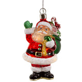 Illuminated Gems Glass USB Warm White LED Santa With Gift Bag Ornament