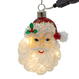 Glass USB Warm White LED Fairy Light Santa Head Ornament